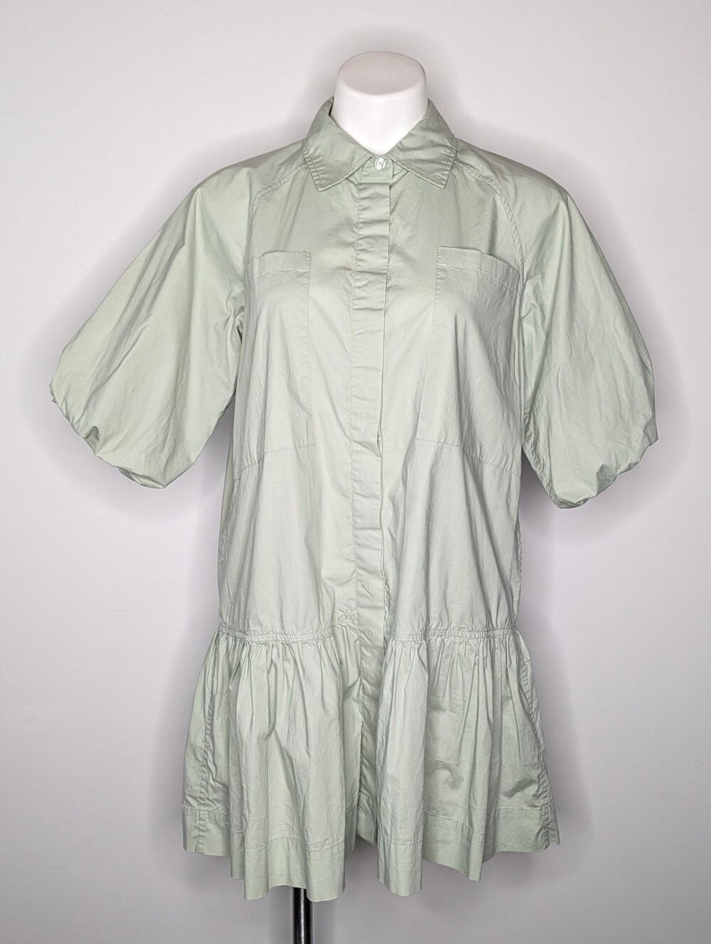 Jonathan Simkhai Standard Crissy Poplin Mini Shirt Dress In Lichen Green S